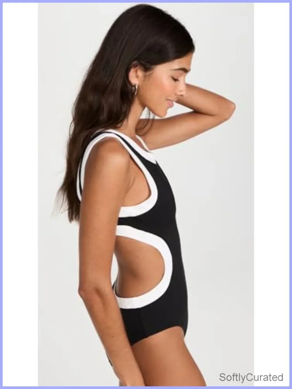 Nylon Spandex One Piece Swimsuit with Cutout Waist